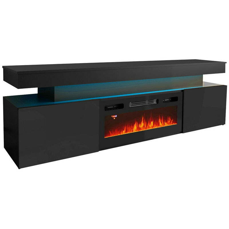 foto del prodotto mobilier1 mobile porta tv monfero 104, nero nero lucido, il numero di porte 0, numero di cassetti 0, 190x59x41cm, led con