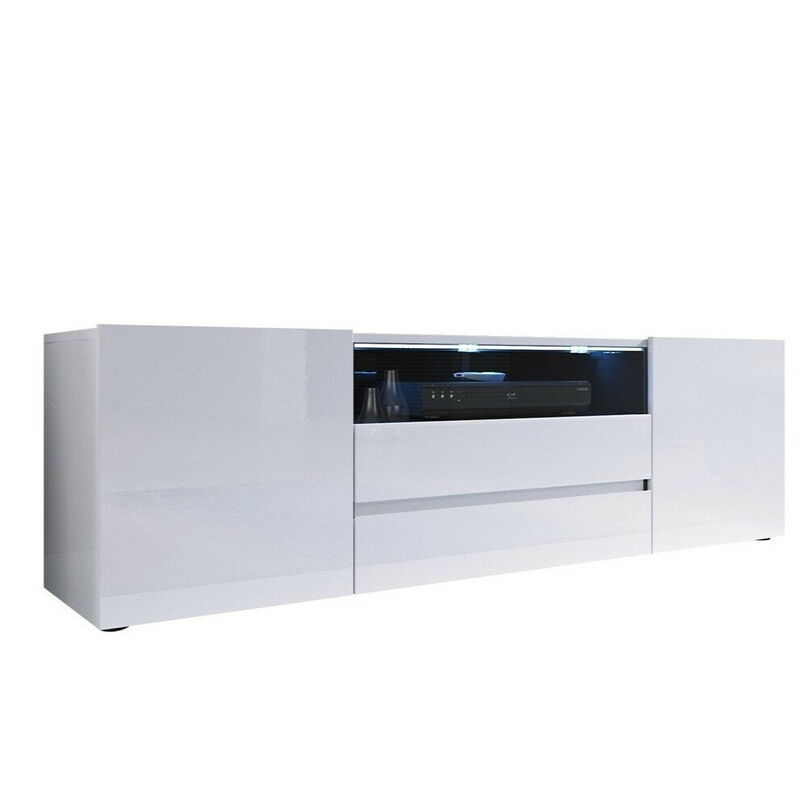 foto del prodotto mobilier1 mobile porta tv nashville 114, bianco bianco lucido, il numero di porte 0, numero di cassetti 0, 137x43x33cm, led con