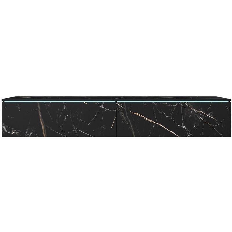 foto del prodotto mobilier1 mobile porta tv sarasota 121, marmo nero, il numero di porte 0, numero di cassetti 0, 180x30x33cm, led con