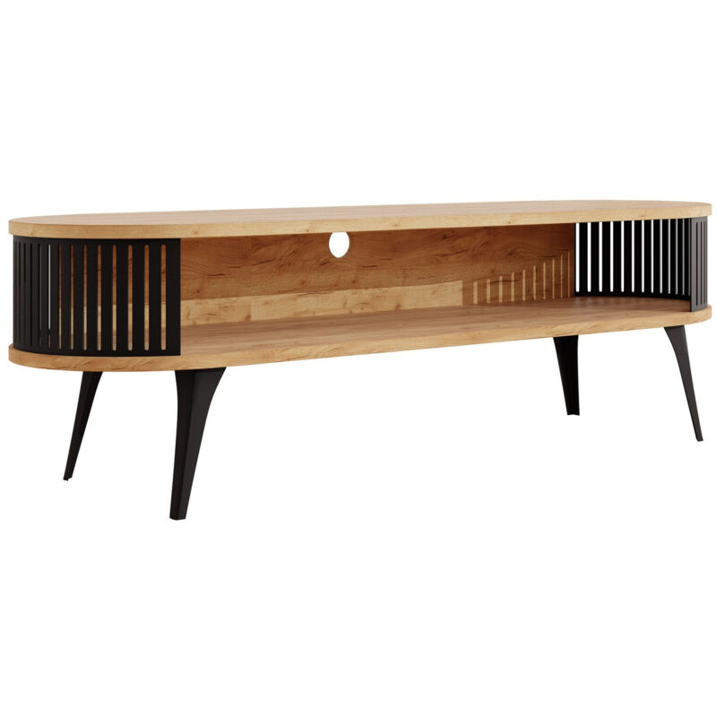 foto del prodotto mobilier1 mobile porta tv sordore 108, nero quercia dorata artigianale, il numero di porte 0, numero di cassetti 0, 140x44x40cm