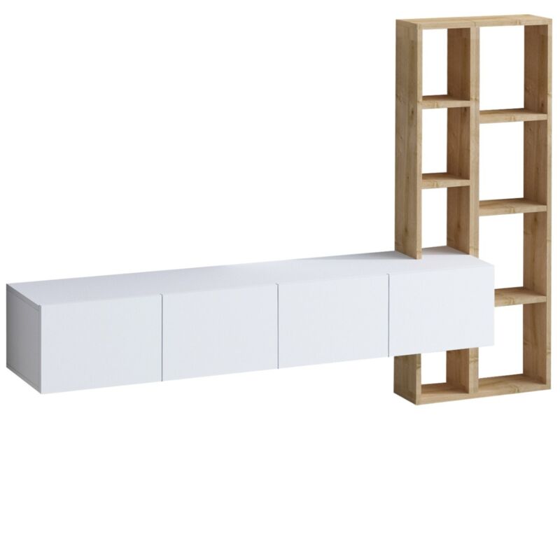 foto del prodotto mobilier1 mobile tv 4 ante bianco con scaffale rovere l182 cm pana