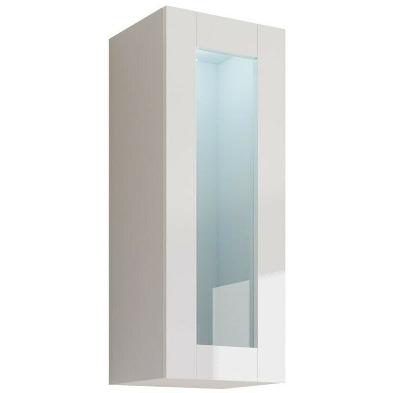 foto del prodotto mobilier1 pensile venenou 132, bianco bianco lucido, 90x35cm, il numero di porte 032cm, pannello di fibra a media densit , vetro temperato,