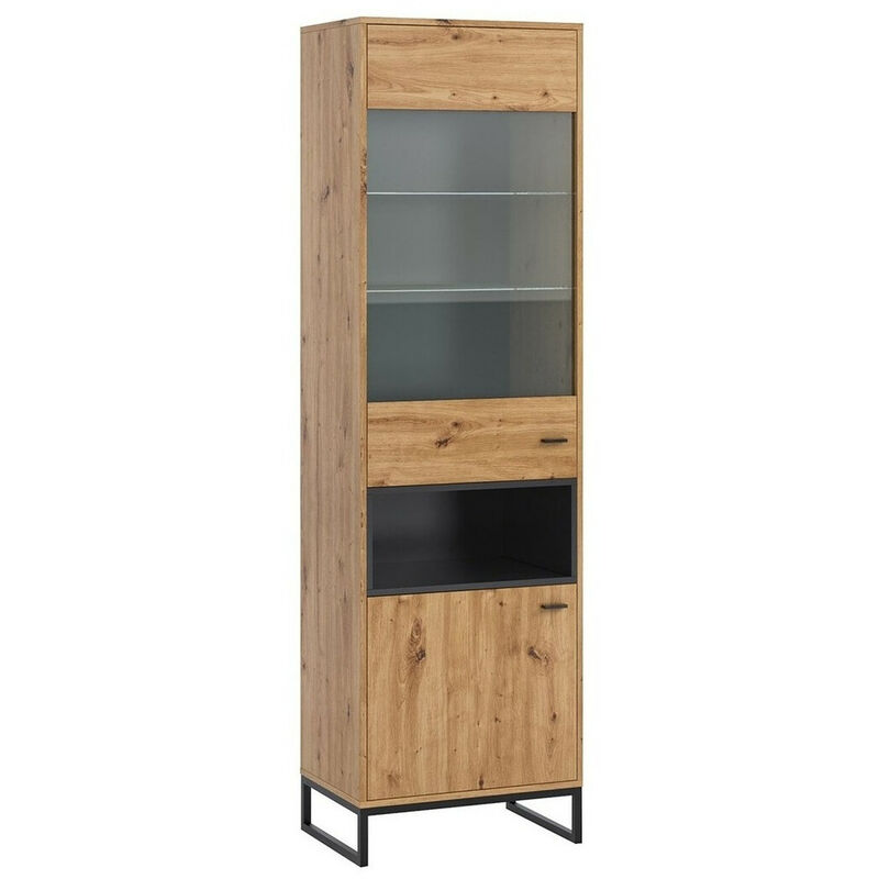 foto del prodotto mobilier1 scaffale baltesi 120, rovere artisan nero, chiuso, con porte, vetro temperato, truciolare laminato, il numero di porte 0, numero di