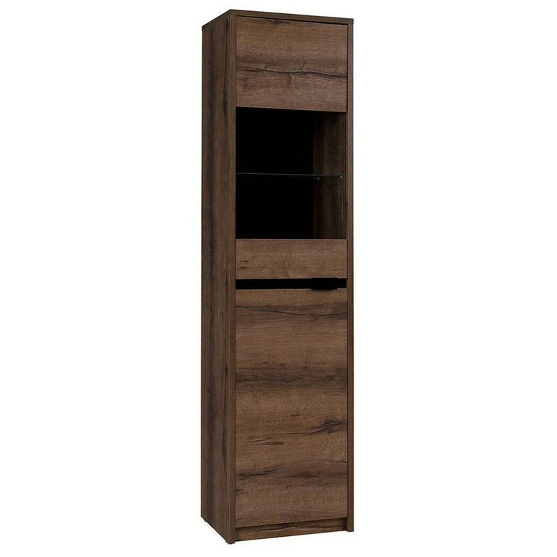 foto del prodotto mobilier1 scaffale fivelbo 113, quercia del monastery nero lucido, chiuso, con porte, vetro, truciolare laminato, il numero di porte 0, numero