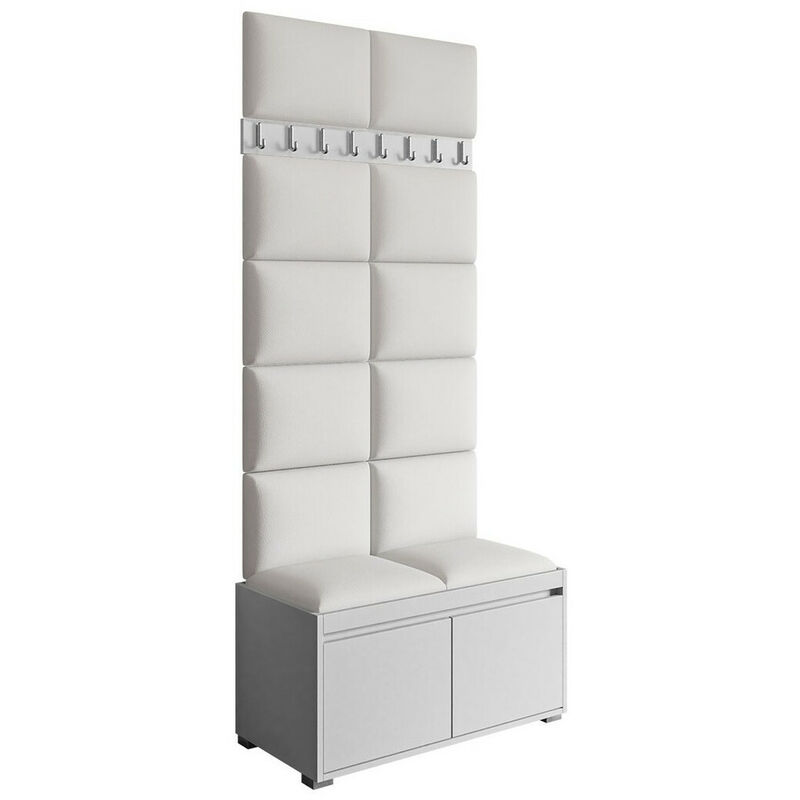 foto del prodotto mobilier1 set arredo da corridoio comfivo 392, bianco soft 017, 207x85x34cm, senza, truciolare laminato, eco pelle, da terra, montaggio a parete
