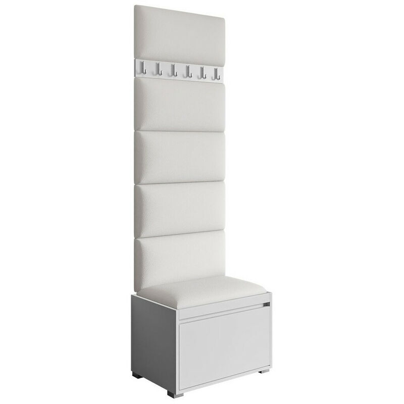 foto del prodotto mobilier1 set arredo da corridoio comfivo 393, bianco soft 017, 207x65x34cm, senza, eco pelle, truciolare laminato, da terra, montaggio a parete
