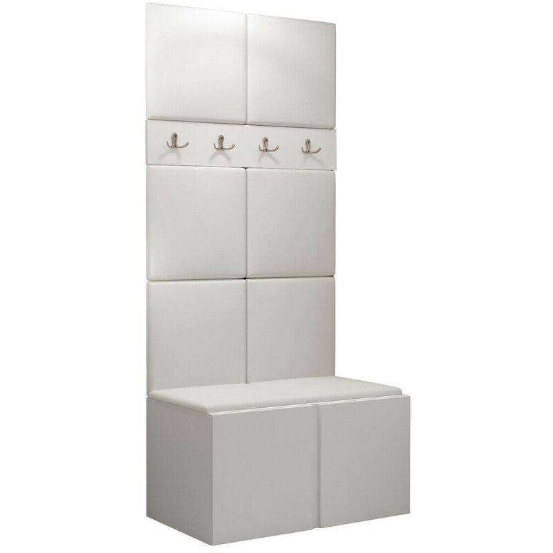 foto del prodotto mobilier1 set arredo da corridoio hartford 267, bianco, 186x84x46cm, senza, truciolare laminato, eco pelle, da terra, montaggio a parete