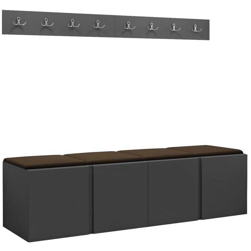 foto del prodotto mobilier1 set arredo da corridoio hartford 276, grafite, 0x0x0cm, senza, arazzo, truciolare laminato, montaggio a parete, da terra
