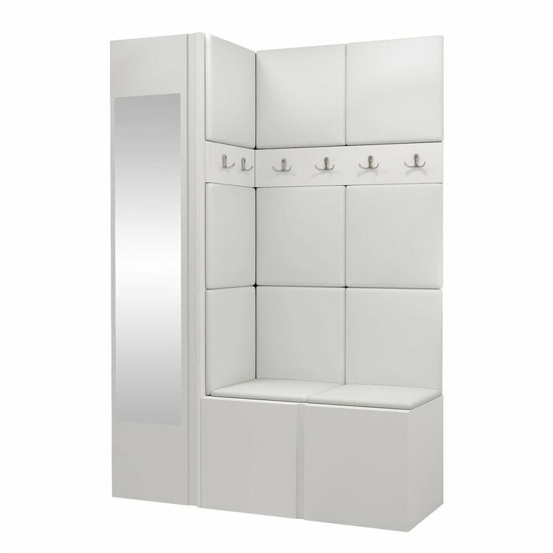 foto del prodotto mobilier1 set arredo da corridoio hartford 277, eco pelle soft 017, 186x124x46cm, con, truciolare laminato, eco pelle, montaggio a parete, da terra