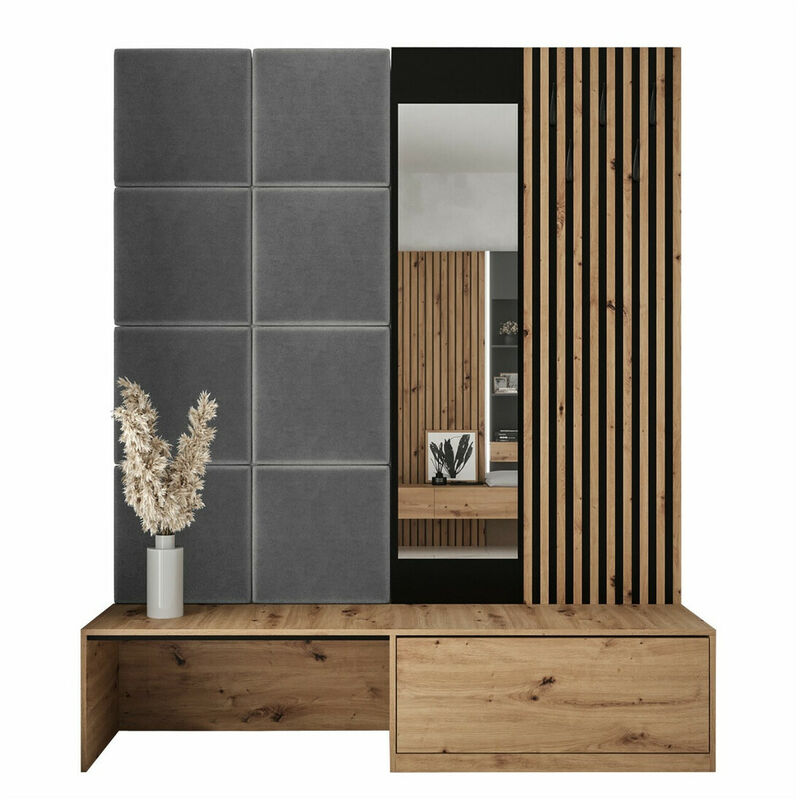 foto del prodotto mobilier1 - set arredo da corridoio hartford 322, rovere artisan + manila 16, 205x172x42cm, con, truciolare laminato, arazzo, da terra