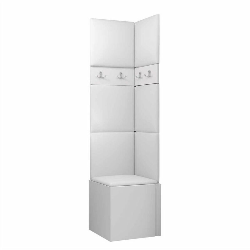 foto del prodotto mobilier1 set arredo da corridoio hartford 347, bianco, 186x0x0cm, senza, eco pelle, truciolare laminato, montaggio a parete, da terra
