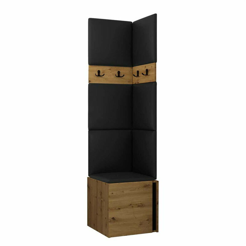 foto del prodotto mobilier1 set arredo da corridoio hartford 347, rovere artisan nero, 186x0x0cm, senza, eco pelle, truciolare laminato, da terra, montaggio a