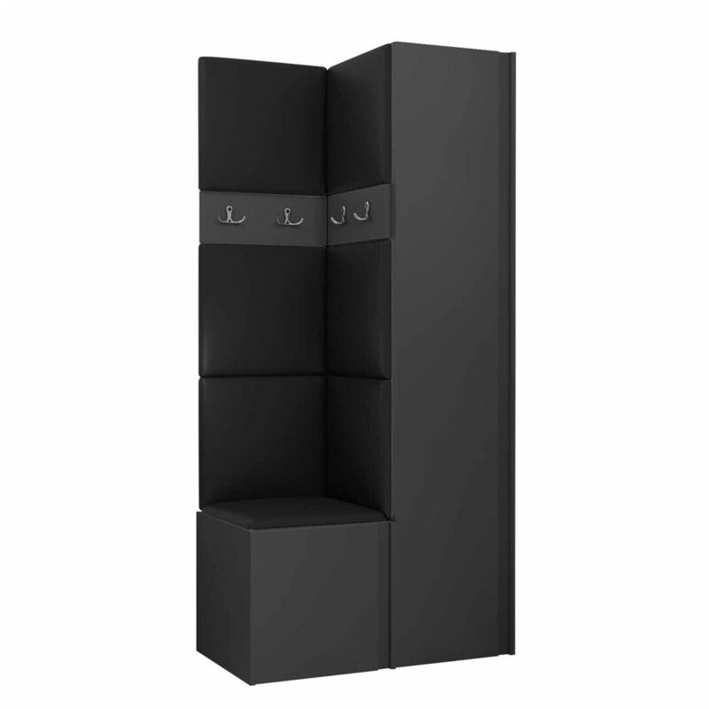 foto del prodotto mobilier1 set arredo da corridoio hartford 348, grafite, 186x82x44cm, senza, eco pelle, truciolare laminato, montaggio a parete, da terra
