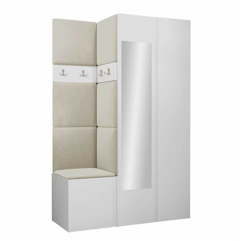 foto del prodotto mobilier1 set arredo da corridoio hartford 350, bianco, 186x116x44cm, con, arazzo, truciolare laminato, montaggio a parete, da terra