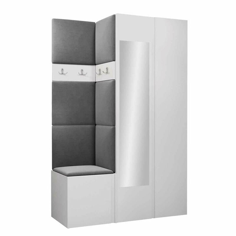 foto del prodotto mobilier1 set arredo da corridoio hartford 350, bianco, 186x116x44cm, con, truciolare laminato, arazzo, montaggio a parete, da terra