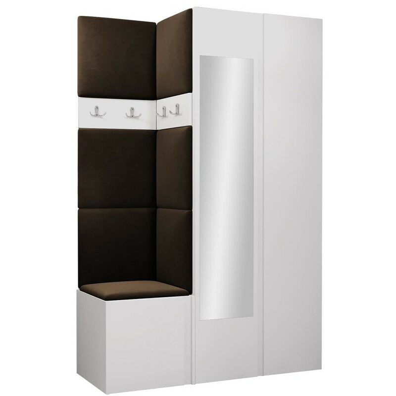 foto del prodotto mobilier1 set arredo da corridoio hartford 350, bianco, 186x116x44cm, con, truciolare laminato, arazzo, montaggio a parete, da terra
