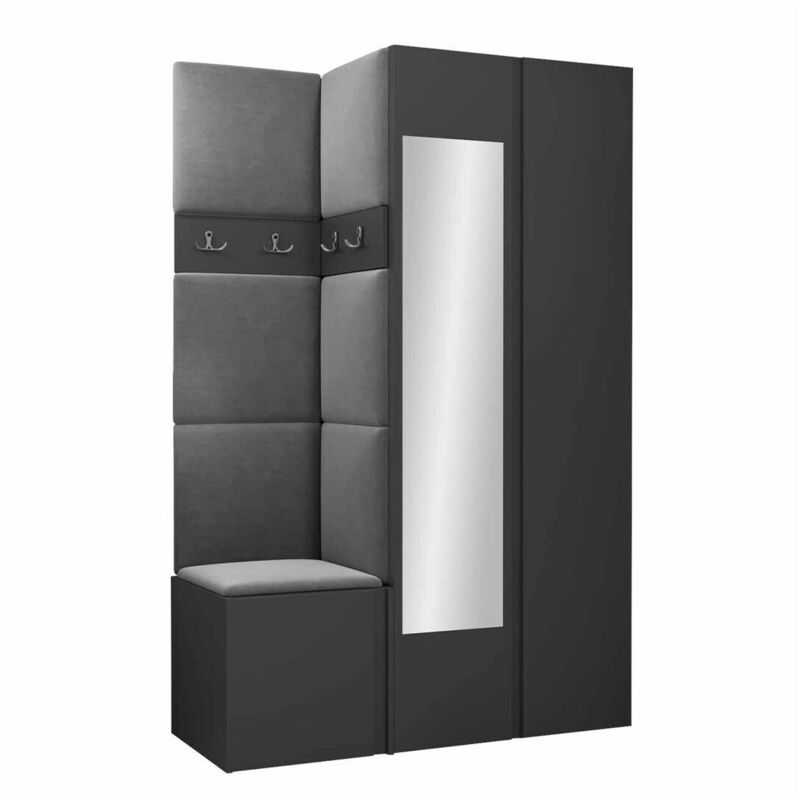 foto del prodotto mobilier1 set arredo da corridoio hartford 350, grafite, 186x116x44cm, con, truciolare laminato, arazzo, montaggio a parete, da terra