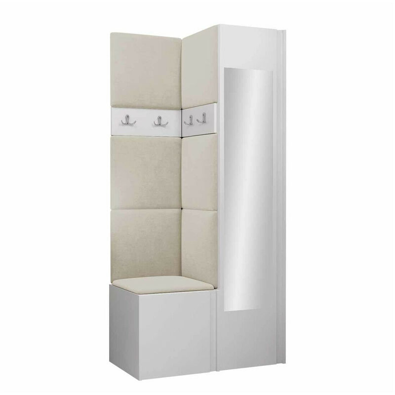 foto del prodotto mobilier1 set arredo da corridoio hartford 354, bianco, 186x82x44cm, con, arazzo, truciolare laminato, montaggio a parete, da terra