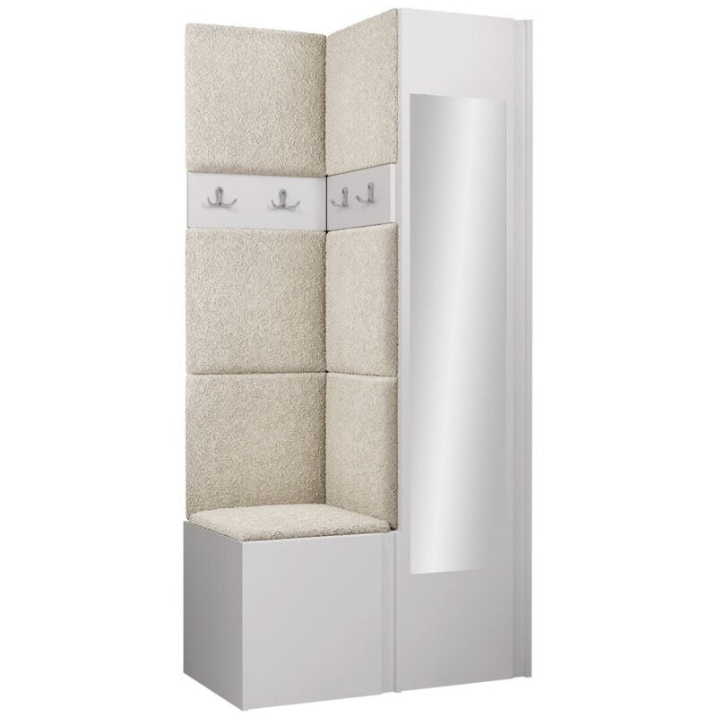 foto del prodotto mobilier1 set arredo da corridoio hartford 354, bianco, 186x82x44cm, con, truciolare laminato, arazzo, da terra, montaggio a parete