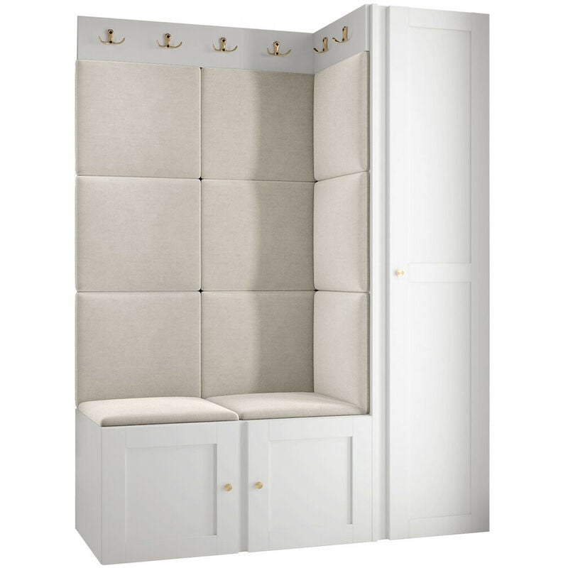 foto del prodotto mobilier1 set arredo da corridoio hartford 377, bianco, 186x124x46cm, senza, truciolare laminato, arazzo, pannello di fibra a media densit ,