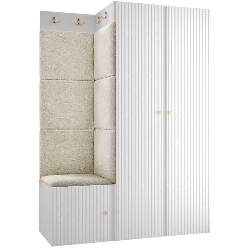 foto del prodotto mobilier1 set arredo da corridoio hartford 387, bianco, 186x116x46cm, senza, truciolare laminato, arazzo, montaggio a parete, da terra