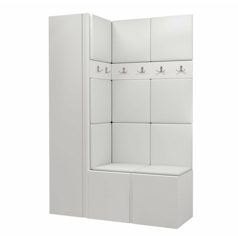 foto del prodotto mobilier1 - set arredo da corridoio hartford 471, bianco, 186x124x44cm, senza, truciolare laminato, eco pelle, montaggio a parete, da terra