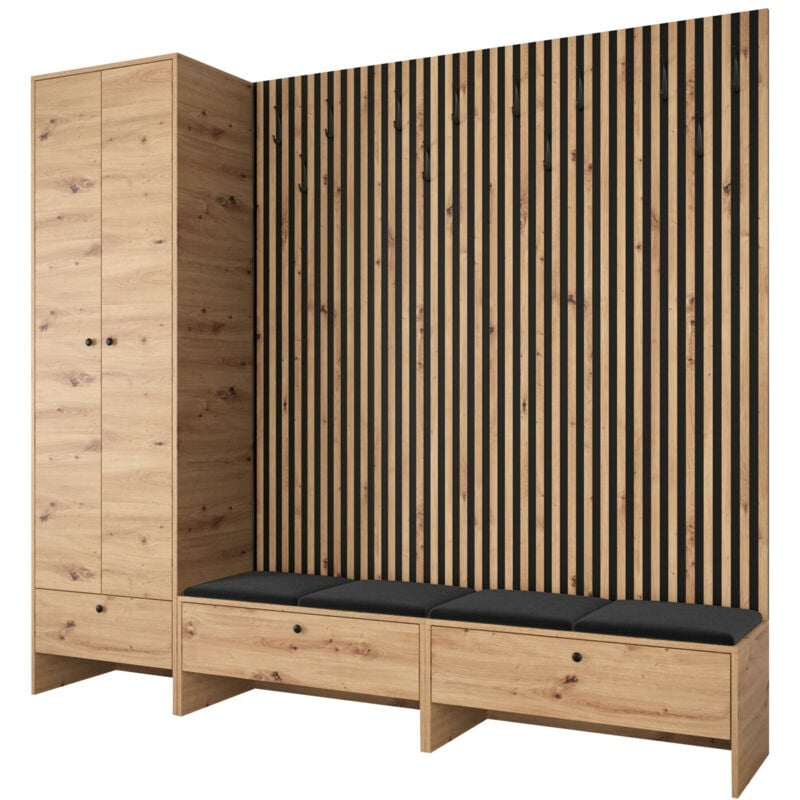 foto del prodotto mobilier1 - set arredo da corridoio hartford 484, rovere artisan + manila 18, 206x230x44cm, senza, truciolare laminato, arazzo, da terra