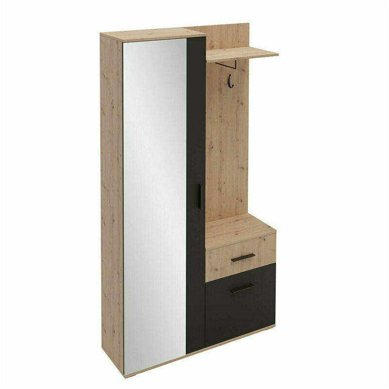 foto del prodotto mobilier1 set arredo da corridoio stanton 103, rovere artisan nero, 195x97x30cm, con, truciolare laminato, da terra