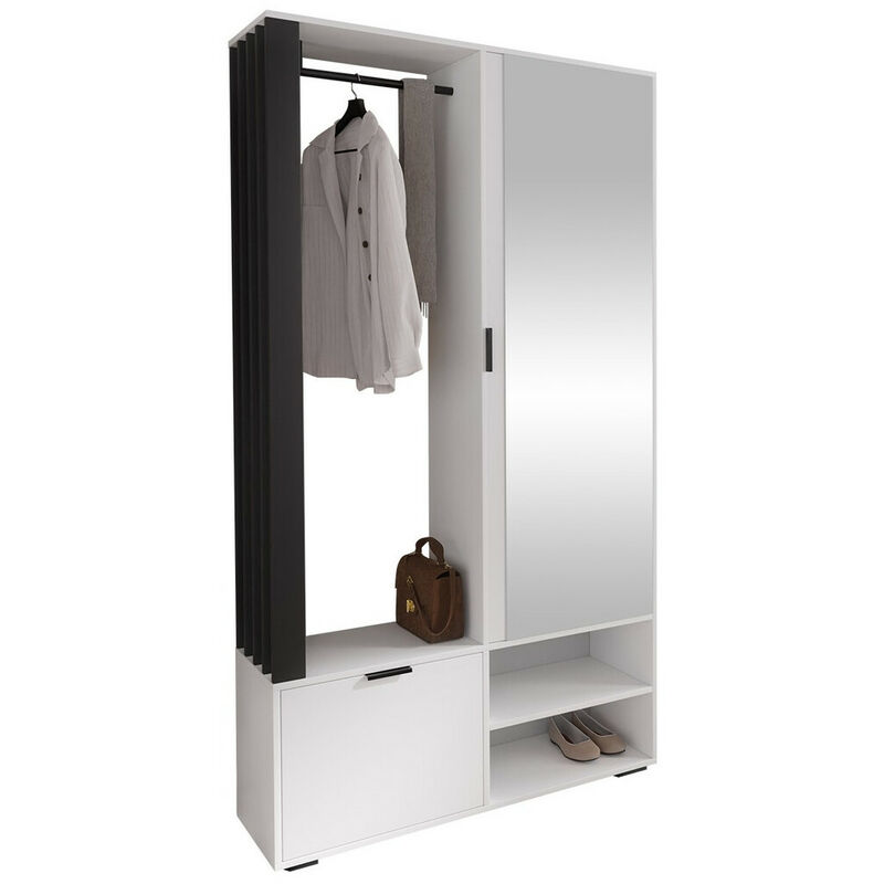 foto del prodotto mobilier1 set arredo da corridoio stanton 145, bianco nero, 190x100x33cm, con, truciolare laminato, da terra