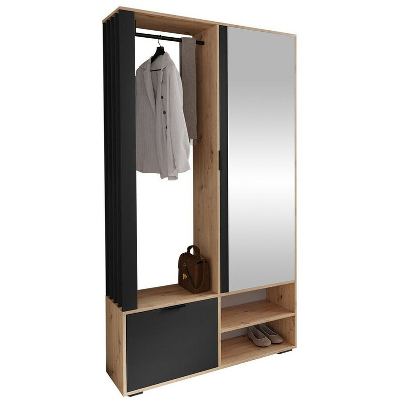 foto del prodotto mobilier1 set arredo da corridoio stanton 145, rovere artisan nero, 190x100x33cm, con, truciolare laminato, da terra