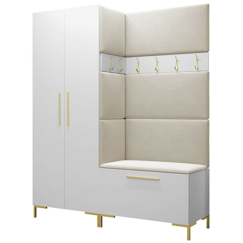 foto del prodotto mobilier1 - set arredo da corridoio tivsoa 100, bianco, 196x158x44cm, senza, truciolare laminato, arazzo, da terra, montaggio a parete