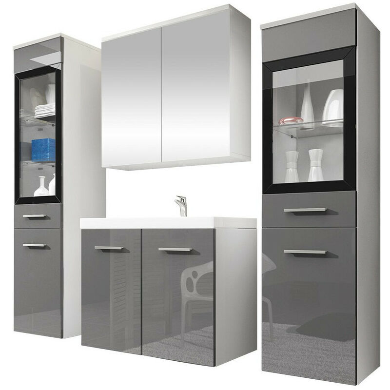 foto del prodotto mobilier1 set bagno sarasota 140, grigio lucido bianco