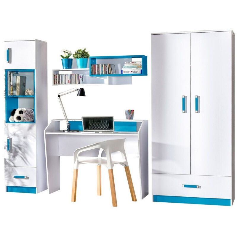 foto del prodotto mobilier1 set camerette per bambini sorviru 106, bianco turchese
