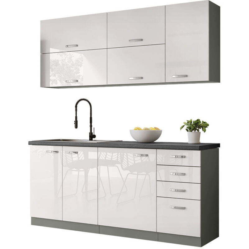 foto del prodotto mobilier1 set da cucina modulare multi white 124 , 180x50cm, senza, truciolare laminato, led senza