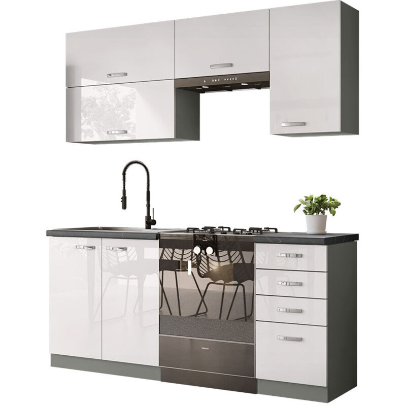 foto del prodotto mobilier1 set da cucina modulare multi white 125 , 180x50cm, senza, truciolare laminato, led senza