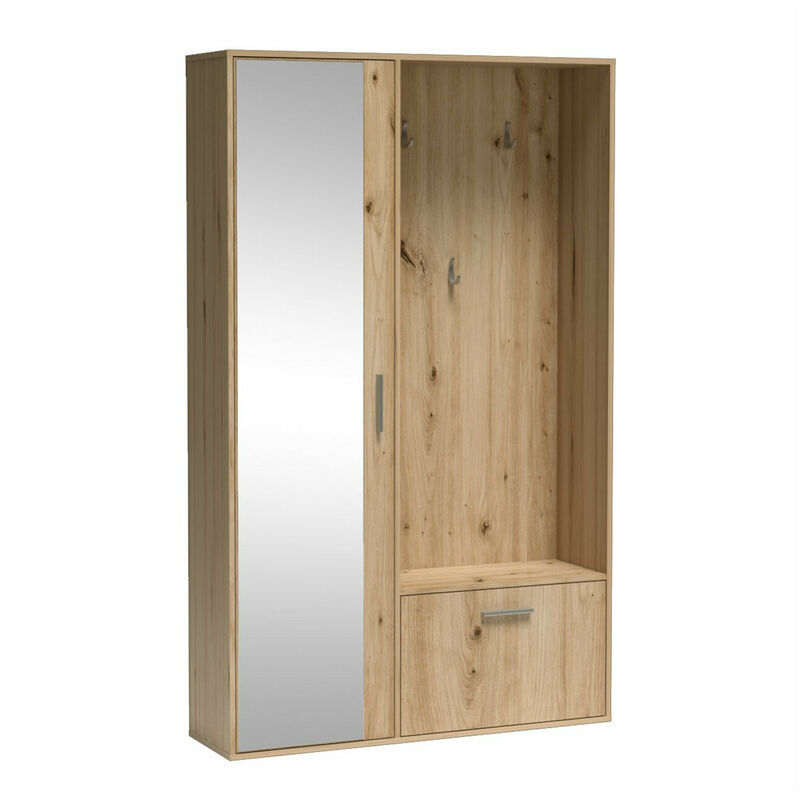 foto del prodotto mobilier1 set mobili da ingresso stanton 109, rovere artisan, 196x120x33cm, specchio, truciolare laminato, da terra rovere artisan