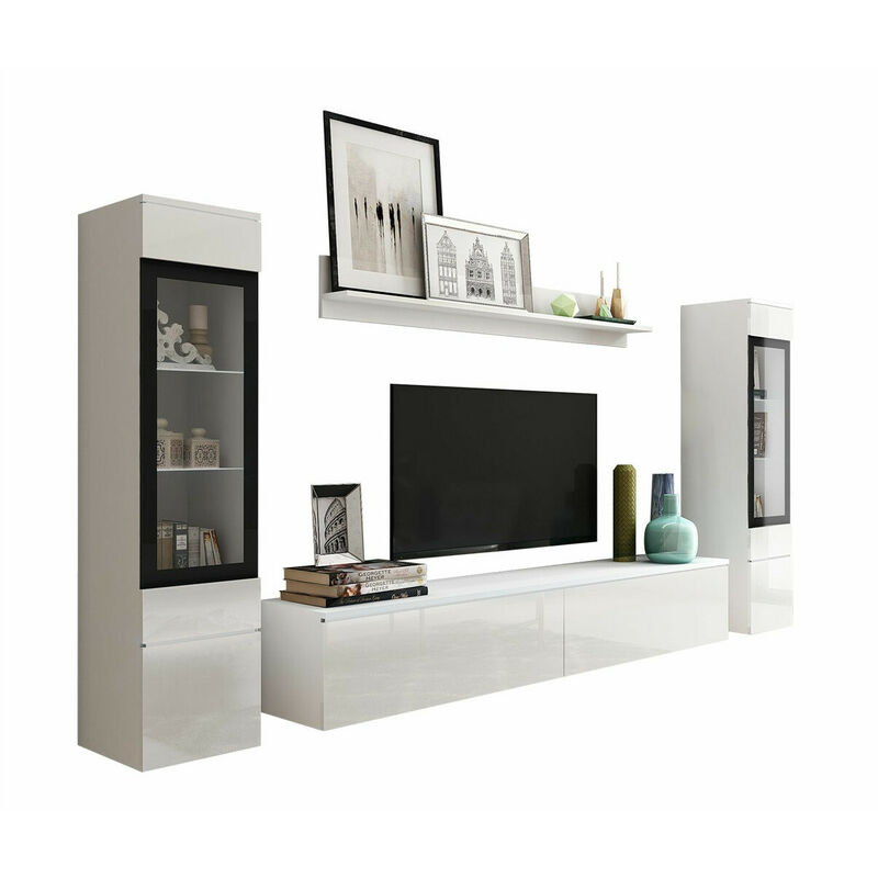 foto del prodotto mobilier1 set mobili soggiorno sarasota 126, bianco bianco lucido