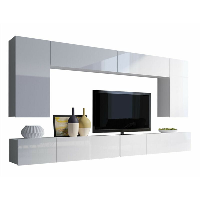foto del prodotto mobilier1 set mobili soggiorno tivdalu 135, bianco bianco lucido