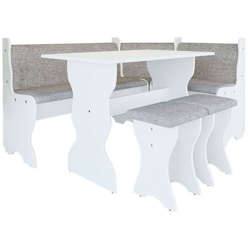 foto del prodotto mobilier1 set sala da pranzo angolare reading 100, bianco alfa 13, truciolare laminato, arazzo