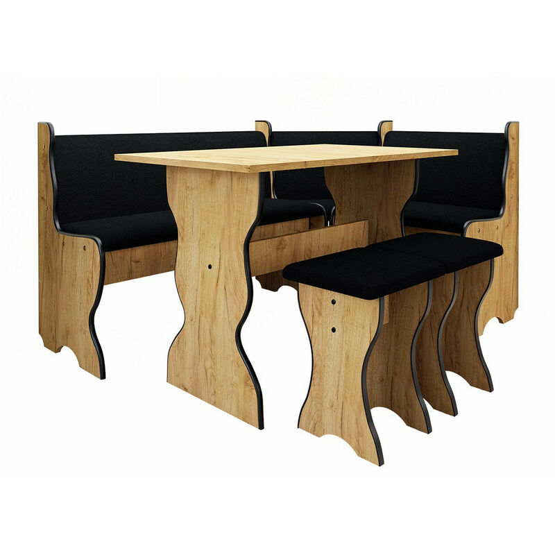 foto del prodotto mobilier1 set sala da pranzo angolare reading 100, quercia dorata artigianale hugo 100, truciolare laminato, arazzo