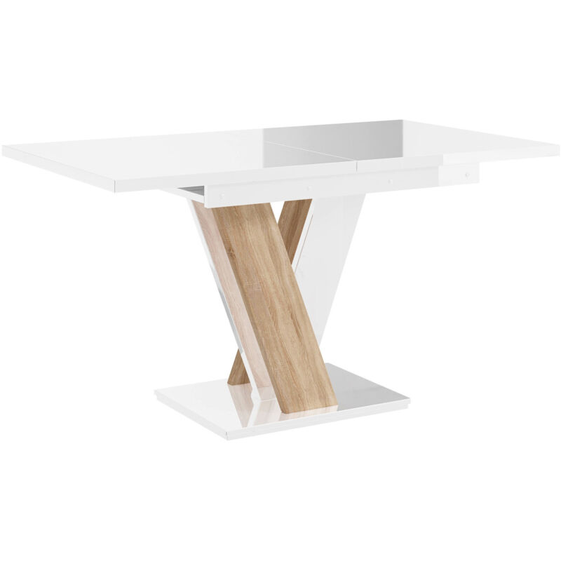 foto del prodotto mobilier1 tavolo goodyear 104, bianco lucido sonoma quercia, 76x80x120cm, con, truciolare laminato