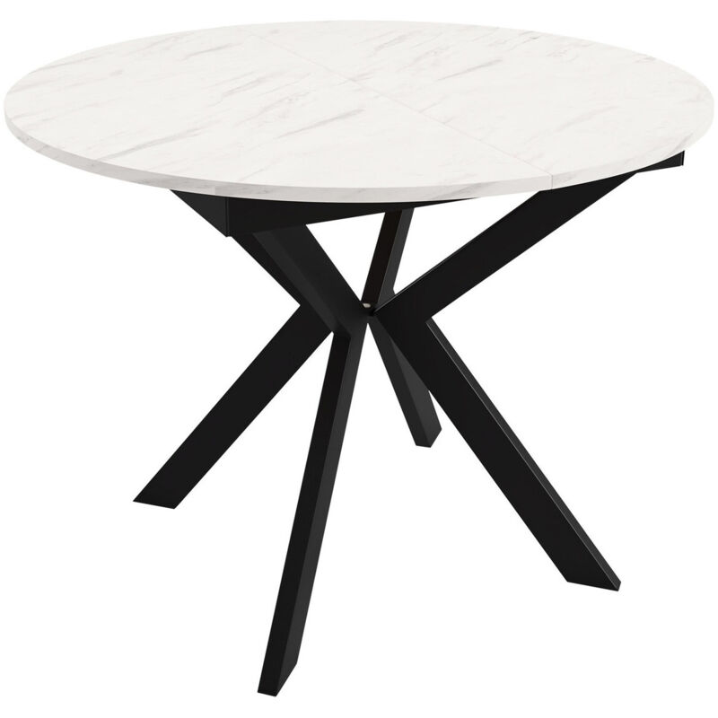 foto del prodotto mobilier1 tavolo oswego 112, nero marmo bianco, 76x0x0cm, con, truciolare laminato, metallo