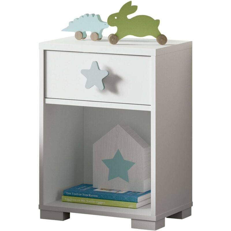 foto del prodotto mobimarket comodino per bambini star white 56x40x33 cm