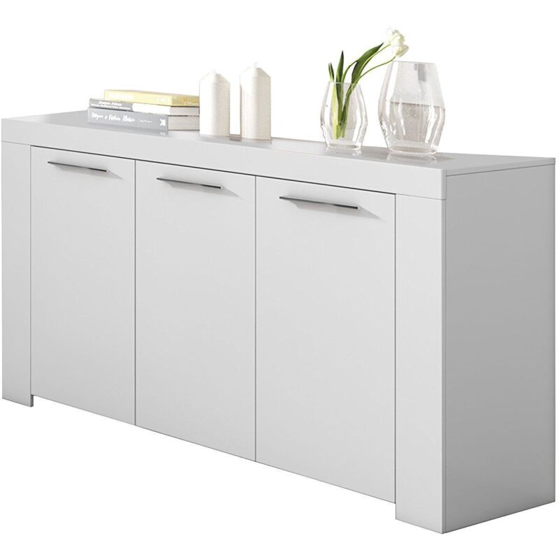 foto del prodotto mobimarket credenza moderna mobile bianco opaco a tre ante soggiorno arredo casa salone