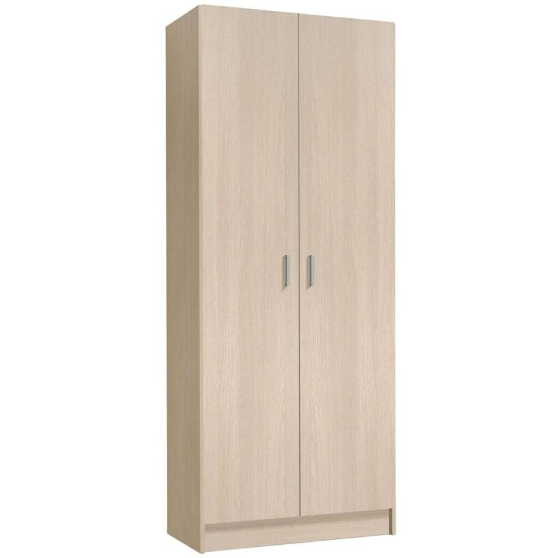 foto del prodotto mobimarket dmora armadio multiuso 2 ante abadubidu, mobile porta scope, scarpiera con ripiani, guardaroba porta scarpe, cm73x37h180 cm, rovere