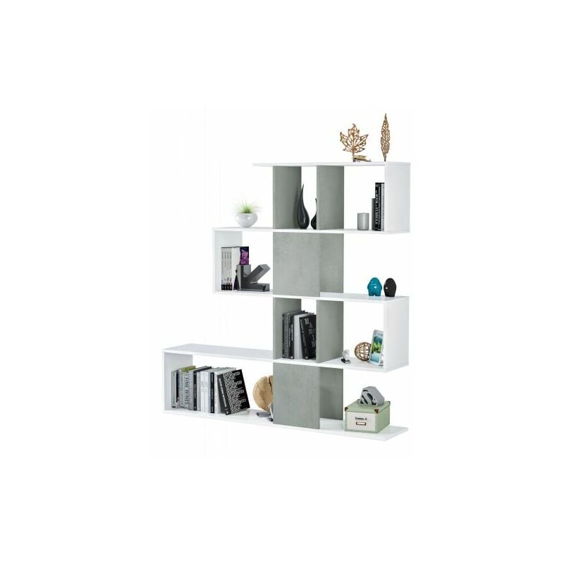 foto del prodotto mobimarket kit libreria zig zag 145x28x145 bianco cemento