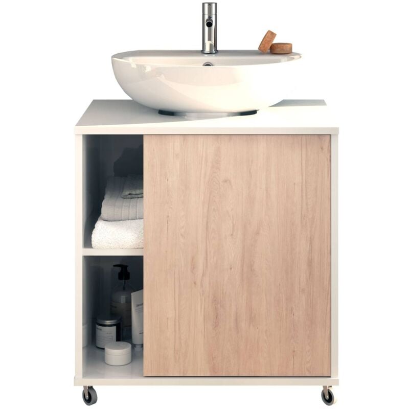 foto del prodotto mobimarket mobile da bagno con ruote per lavabo a colonna sinna 59 cm