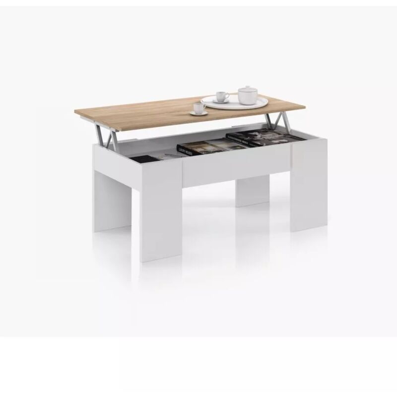 foto del prodotto mobimarket tavolino salotto con piano elevabile e spazio contenitore, 100x50x45 56 cm