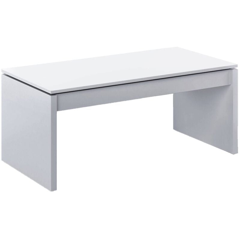foto del prodotto mobimarket tavolino sollevabile bianco lucido per soggiorno e sala da pranzo, 50x100x43 cm