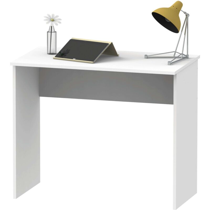 foto del prodotto mobimarket tavolo scrivania ideale per studio o ufficio, melamina bianco opaco, 90 cm